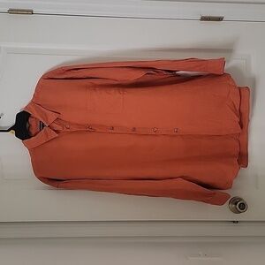 Joseph & Lyman, Size L, Burnt Orange Italian Linen Button Down Shirt Long Sleeve